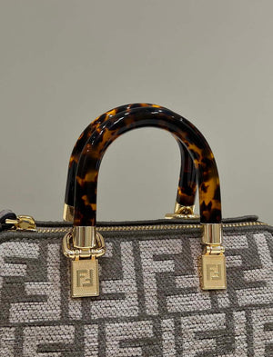 Fendi 8BS067 By The Way Mini Small Boston Jacquard FF fabric bag Gray - Default Title - View 4