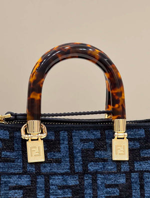 Fendi 8BS067 By The Way Mini Small Boston Jacquard FF fabric bag Navy blue - Default Title - View 4