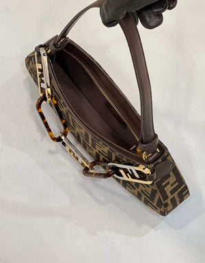Fendi 8BS068 O¡¯Lock Swing Brown and fox fur pouch 8573 - Default Title - View 8