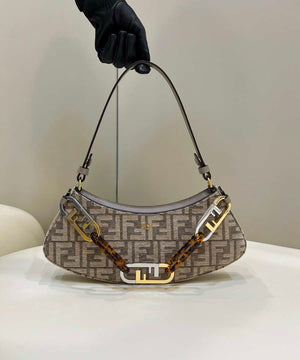 Fendi 8BS068 O¡¯Lock Swing Gray and fox fur pouch 8573 - Default Title - View 1