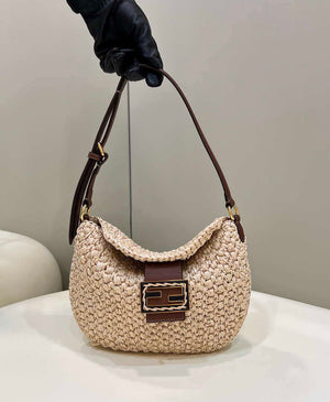 Fendi 8BS069 Fendi Beige raffia bag Croissant bag 8373 - Default Title - View 1