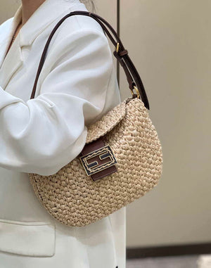 Fendi 8BS069 Fendi Beige raffia bag Croissant bag 8373 - Default Title - View 10