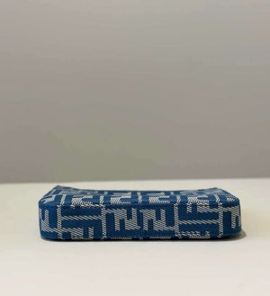 Fendi 8BS073 Baguette Pouch Blue denim-effect FF jacquard charm pouch with chain - Default Title - View 3