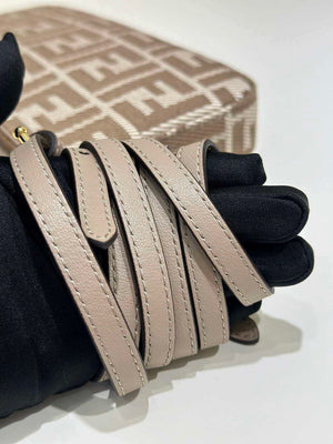 Fendi 8BS073 Baguette Pouch Gray denim-effect FF jacquard charm pouch with chain - Default Title - View 6