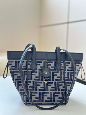 Fendi 8BS083 Fendi Origami Mini Transformable dark blue FF chenille mini-bag 8626BGs - Default Title - View 10