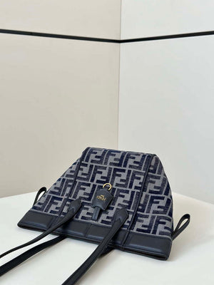 Fendi 8BS083 Fendi Origami Mini Transformable dark blue FF chenille mini-bag 8626BGs - Default Title - View 14