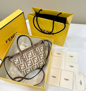 Fendi 8BS096 Roll Mini Apricot FF chenille mini-bag 8655 - Default Title - View 1