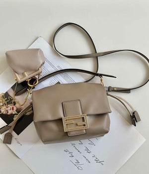 Fendi 8BS105ABVEF0K7E Mamma Baguette Small Dove Green nappa leather mini bag 8677 - Default Title - View 2