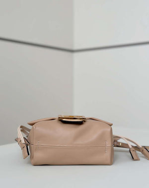 Fendi 8BS105ABVEF0K7E Mamma Baguette Small Pale pink nappa leather mini bag 8677 - Default Title - View 8