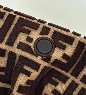 Fendi 8BS105AV5WF1SXQ Mamma Baguette Small Navy Brown-effect FF jacquard mini-bag miniature 8692s - Default Title - View 7