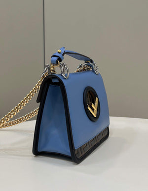Fendi 8BT286 Kan I F Small Leather Mini Bag Blue - Default Title - View 3