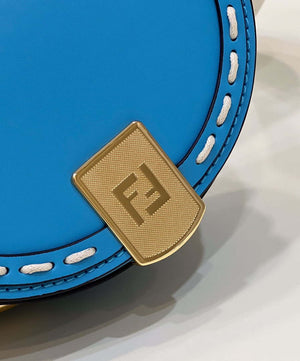 Fendi 8BT346 Moonlight Shoulder Saddle Leather Bag Blue - Default Title - View 7