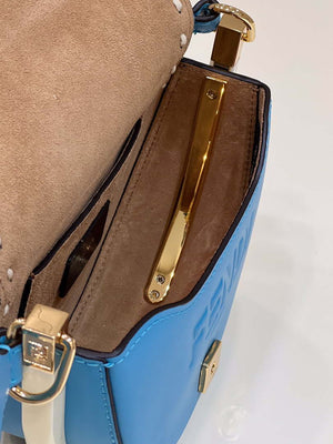 Fendi 8BT346 Moonlight Shoulder Saddle Leather Bag Blue - Default Title - View 9