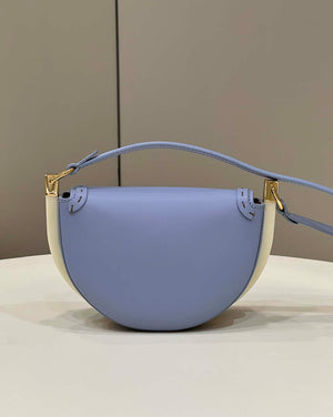 Fendi 8BT346 Moonlight Shoulder Saddle Leather Bag Purple Blue - Default Title - View 2