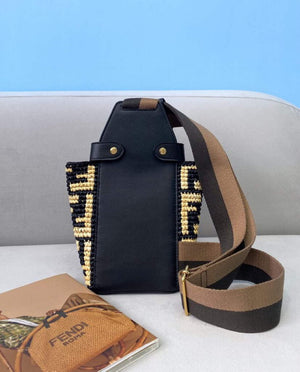Fendi 8BZ047 Shoulder Fendi FF Raffia Guitar 8301 Bag - Default Title - View 3