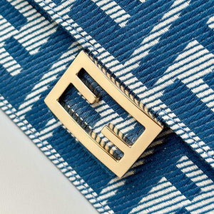 Fendi 8M0498 Wallet On Chain Baguette Blue denim-effect FF jacquard wallet - Default Title - View 5