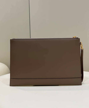 Fendi 8N0178AC9L Fendi logo flat pouch clutch 8370L Gray - Default Title - View 2