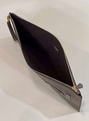 Fendi 8N0178AC9L Fendi logo flat pouch clutch 8370L Gray - Default Title - View 9