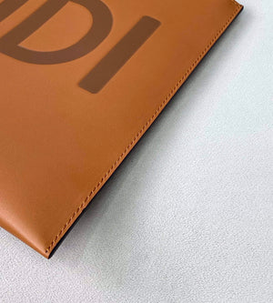 Fendi 8N0178AC9L Fendi logo flat pouch clutch 8370L Tan - Default Title - View 6
