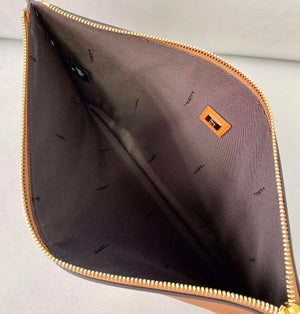 Fendi 8N0178AC9L Fendi logo flat pouch clutch 8370L Tan - Default Title - View 8