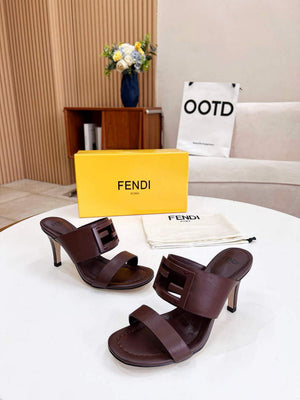 Fendi 8R8287 Baguette Slides Leather Brown - 35 - View 1