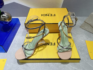 Fendi 8X8274 First Light Green nappa leather 95 mm high-heeled sandals - 35 - View 4
