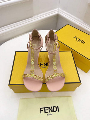 Fendi 8X8306 First Fendace Leather high-heeled Sandals pink - 35 - View 2