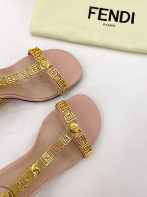 Fendi 8X8306 First Fendace Leather high-heeled Sandals pink - 35 - View 6