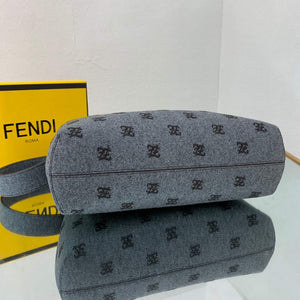 Fendi FIRST Medium Bag Blue flannel bag with embroidery 8BP127 - Default Title - View 9