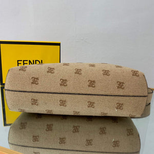 Fendi FIRST Medium Bag Beige flannel bag with embroidery 8BP127 - Default Title - View 9