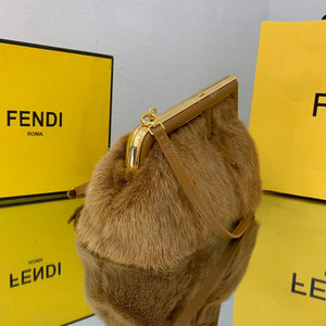 Fendi FIRST Small Bag Fox fur Bag 8BP129 Brown - Default Title - View 3