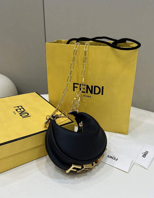 Fendi Nano Fendigraphy Black Leather Charm 7AS089 Black - Default Title - View 1