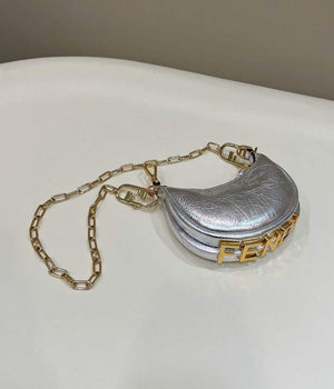 Fendi Nano Fendigraphy Black Leather Charm 7AS089 Silver - Default Title - View 2
