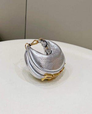 Fendi Nano Fendigraphy Black Leather Charm 7AS089 Silver - Default Title - View 4