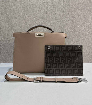 Fendi Peekaboo ISeeU Medium Dove Gray leather bag 7VA529 - Default Title - View 1