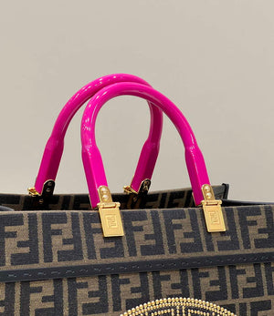 Fendi Sunshine Medium Tote Shoulder Bag 8BH386 Fendi X Versace Logo Green - Default Title - View 6