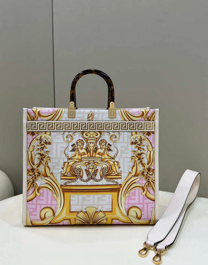 Fendi Sunshine Medium Tote Shoulder Bag 8BH386 Versace FF Logo - Default Title - View 3