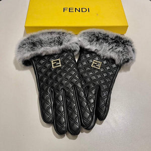 Fendi Women's Gloves Marmont Chevron Leather Gloves F88603 - Default Title - View 1