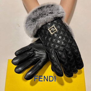 Fendi Women's Gloves Marmont Chevron Leather Gloves F88603 - Default Title - View 8