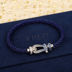 Fred FORCE 10 BRACELET Large model 18K yellow gold diamond paved F230019 - White - View 3