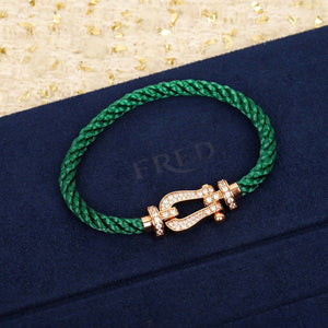 Fred FORCE 10 BRACELET Large model 18K yellow gold diamond paved F230020 - Default Title - View 1