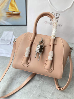 Givenchy BB50J0B00D Mini Antigona Lock Bag in Box Leather Light pink - Default Title - View 2