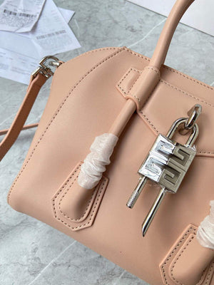 Givenchy BB50J0B00D Mini Antigona Lock Bag in Box Leather Light pink - Default Title - View 5