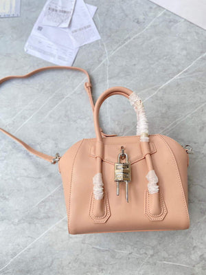 Givenchy BB50J0B00D Mini Antigona Lock Bag in Box Leather Light pink - Default Title - View 7