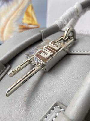 Givenchy BB50J0B00D Mini Antigona Lock Bag in Box Leather Gray - Default Title - View 4