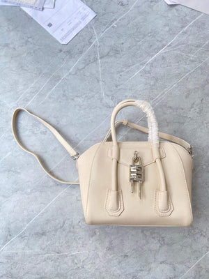 Givenchy BB50J0B00D Mini Antigona Lock Bag in Box Leather Beige - Default Title - View 7