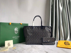 Goyard GMLTY01CL03P Saint Louis GM Bag Brown with Navy Blue - Default Title - View 1