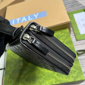 Gucci 395474 Guccissima Leather Zip Around Case Black - Default Title - View 7