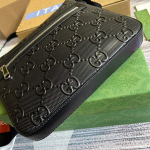 Gucci 406410 GG embossed small messenger bag Black - Default Title - View 6