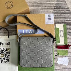 Gucci 406410 GG embossed small messenger bag Grey - Default Title - View 2